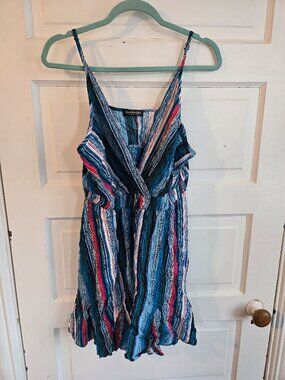 Suvimuga Abstract Striped Sleeveless Mini Dress - Size Large